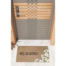 Rug Mood Modern Dijtal Baskı Papatyaı Hoşgeldiniz Kapı Önü Paspası