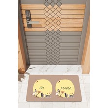 Rug Mood Modern Dijtal Baskı Kahverengi Hayvan Yemek Matı Kapı Önü Paspası