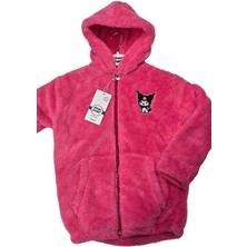Starpop Kız Çocuk Kapşonlu Peluş Hırka Fuşya