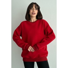 Zunop Kadın Bisiklet Yaka Oversize Sweatshirt
