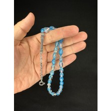 Anemore Collection TOZ KEHRİBAR TESBİH MAVİ RENKLİ BEYZİ KESİM 10MMX6,5MM T-680