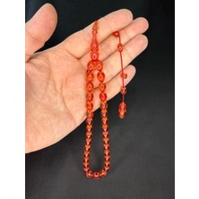 Anemore Collection Muha Mmed Tacir Usta Işi Ateş Kehribar Tesbih Arpa Kesim Pembe Renk 11 MmX8 Mm T-782