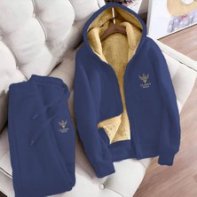 Eşofman Takımı - 2lü - Alt-Üst - Nakiş - Kapüşonlu - 3 Iplık Şardonlu -Üst Iç Welsoft Kollar Hariç