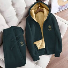 Eşofman Takımı - 2lü - Alt-Üst - Nakiş - Kapüşonlu - 3 Iplık Şardonlu -Üst Iç Welsoft Kollar Hariç