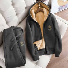 Eşofman Takımı - 2lü - Alt-Üst - Nakiş - Kapüşonlu - 3 Iplık Şardonlu -Üst Iç Welsoft Kollar Hariç