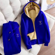 Eşofman Takımı - 2lü - Alt-Üst - Nakiş - Kapüşonlu - 3 Iplık Şardonlu -Üst Iç Welsoft Kollar Hariç