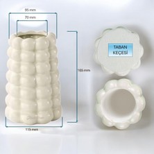 Bubble Baloncuklu  El Yapımı Beton Tezgah Üstü Dik Kaşıklık Kepçelik Dekoratif Mutfak Organizeri  Beyaz Parlak