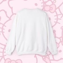 Sueso Store Sueso Store Hello Kitty Yazılı Unisex Nakışlı Y2K Beyaz Sweatshirt