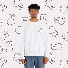Sueso Store Sueso Store Miffy Unisex Nakışlı Y2K Beyaz Sweatshirt