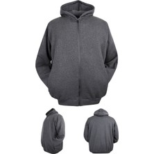 Maruf Shop Erkek Büyük Beden Kapüşonlu 3 İplik Şardonlu Kışlık Kalın Sweat Mont