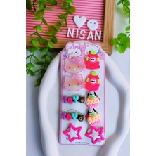 Nisan Kids Kuromi - My Melody -Hello Kity  10 Parça Toka Seti(4 Lastik-4 Pens -2 Yıldız Çıtçıt)