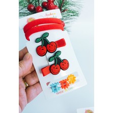 Nisan Kids Kiraz Figürlü Toka Seti (2 Lastik- 2 Pens Kiraz Toka- 3 Mandal Toka )