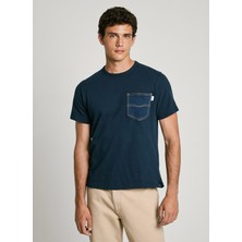 Pepe Jeans Bisiklet Yaka Lacivert Erkek T-Shirt PM509633-594 Amadeo