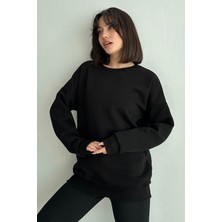 Zunop Kadın Bisiklet Yaka Oversize Sweatshirt