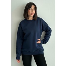 Zunop Kadın Bisiklet Yaka Oversize Sweatshirt