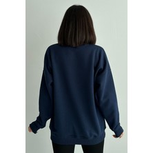 Zunop Kadın Bisiklet Yaka Oversize Sweatshirt