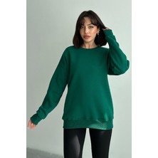 Zunop Kadın Bisiklet Yaka Oversize Sweatshirt
