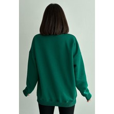 Zunop Kadın Bisiklet Yaka Oversize Sweatshirt