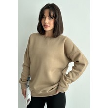 Zunop Kadın Bisiklet Yaka Oversize Sweatshirt