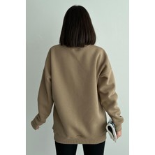 Zunop Kadın Bisiklet Yaka Oversize Sweatshirt