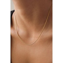 Byflorya Jewelry Çelik İnce İtalyan Zincir Kolye Balık Sırtı Yılan Zincir 1 mm Kararmaz Gold Renk 45&60 cm Unisex