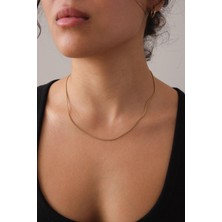 Byflorya Jewelry Çelik İnce İtalyan Zincir Kolye Balık Sırtı Yılan Zincir 1 mm Kararmaz Gold Renk 45&60 cm Unisex