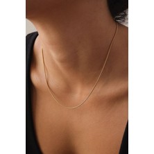 Byflorya Jewelry Çelik İnce İtalyan Zincir Kolye Balık Sırtı Yılan Zincir 1 mm Kararmaz Gold Renk 45&60 cm Unisex
