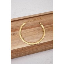 Byflorya Jewelry Çelik 2'li Kombin İtalyan ve Ataç Zincir Bileklik Minimal Kararmaz 17+4cm