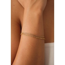 Byflorya Jewelry Çelik Gordion İtalyan Zincir 2'li Bileklik Kararmaz 17+6cm 1 mm & 1 mm Halat Zincir Kombin Bileklik