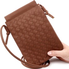 Moda Cep Telefonu Çantası Dokuma Doku Mini Omuz Crossbody Çantası Gündelik Değişim Depolama Çantası Kadın (Yurt Dışından)