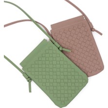 Moda Cep Telefonu Çantası Dokuma Doku Mini Omuz Crossbody Çantası Gündelik Değişim Depolama Çantası Kadın (Yurt Dışından)