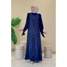 Taş Detaylı Elbise 3935 Saks