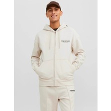 Jack & Jones Jorvesterbro Zıp Hood Noos Krem Erkek Sweatshirt 12241691