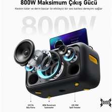 Ikarao Partybox Break X1 800W Karaoke Bluetooth Hoparlör Seti, 13.3" Dahili Tablet, 2 Kablosuz Gizlenebilir Otomatik Şarjlı Mikrofon, Rgb Işıklı Taşınabilir Ses Bombası Siyah