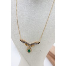 Latif Kuyumcu 14  Ayar Altın Yeşil Damla Taşlı Otantik Kolye LKKLY1194