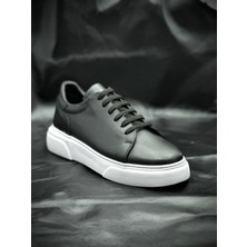 Hakiki Deri Siyah Spor Ayakkabı – Ortopedik & Rahat Günlük Ayakkabı, Erkek Sneaker, Casual, Erkek Ayakkabı