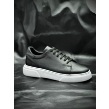 Hakiki Deri Siyah Spor Ayakkabı – Ortopedik & Rahat Günlük Ayakkabı, Erkek Sneaker, Casual, Erkek Ayakkabı