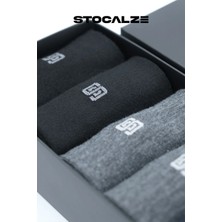 Stocalze Bambu Erkek Stocalze Logo Desenli Dikişsiz 6'lı Soket Çorap. Siyah Lacivert Antrasit Kutulu Erkek Çorap Seti