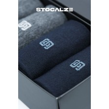 Stocalze Bambu Erkek Stocalze Logo Desenli Dikişsiz 6'lı Soket Çorap. Siyah Lacivert Antrasit Kutulu Erkek Çorap Seti