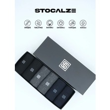 Stocalze Bambu Erkek Stocalze Logo Desenli Dikişsiz 6'lı Soket Çorap. Siyah Lacivert Antrasit Kutulu Erkek Çorap Seti