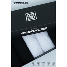 Stocalze Bambu Erkek Patik Çorap Dikişsiz Logo Desenli Premium Kutulu 6'lı (Siyah, Lacivert, Beyaz).