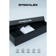 Stocalze Bambu Erkek Patik Çorap Dikişsiz Logo Desenli Premium Kutulu 6'lı (Siyah, Lacivert, Beyaz).