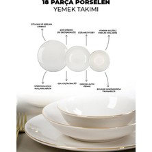Farika Porselen Şems 18 Parça 6 Kişilik Altın Yaldız Porselen Yemek Takımı