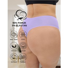 Alya Underwear Yüksek Bel, Toparlayıcı, Tanga Külotlar -  5'li Paket Fuşya, Somon, Ekru, Lila, Gül Kurusu