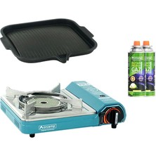 Orcamp Seramik Pro Kamp Ocak Mavi CK-508+IZGARA Tava CK-505-1+2 Adet Kartuş KTS-227 ORC-009-B2