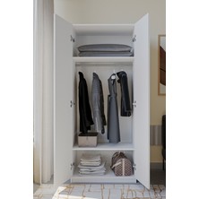 Elbise Dolabı 2 Kapaklı Dolap Gardrop Kıyafet Dolabı Raflı Elbise Dolabı