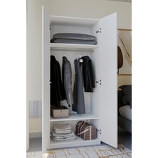 Elbise Dolabı 2 Kapaklı Dolap Gardrop Kıyafet Dolabı Raflı Elbise Dolabı