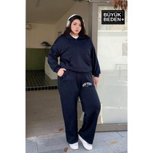 Kadın Büyük Beden New York Baskılı Ince Eşofman Altı  SPR25BEAK47