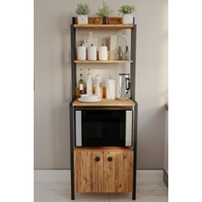 Yg Decor Çok Amaçlı Dolap Mutfak Bangosu Mikrodalga Fırın Mini Fırın Dolabı 2 Kapaklı Dolap Kahve Köşesi