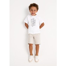 Kids House Mayoral Erkek Çocuk Baskılı Tshirt Beyaz
